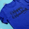 Hustle & Heart NC Happy Hanukkah Script Holiday Graphic Tee