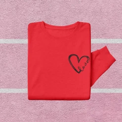 Hustle & Heart NC Doodle Heart Love Pocket Placement Valentine's Day Graphic Tee Or Sweatshirt