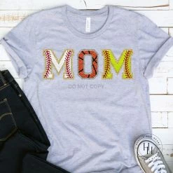Hustle And Heart NC MOM Baseball/Basketball/Softball Faux Chenille Letters Graphic Tee Faux Chenille And Glitter Letter Patch Tees