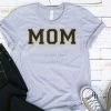 Hustle And Heart NC MOM Black/Gold Faux Chenille Letters Graphic Tee Faux Chenille And Glitter Letter Patch Tees