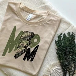 Hustle And Heart NC Mom Camo Lightning Bolt Graphic Tee