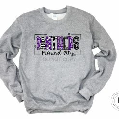 Hustle & Heart NC Mound City Panthers Purple/White/Black Doodle Graphic Tee