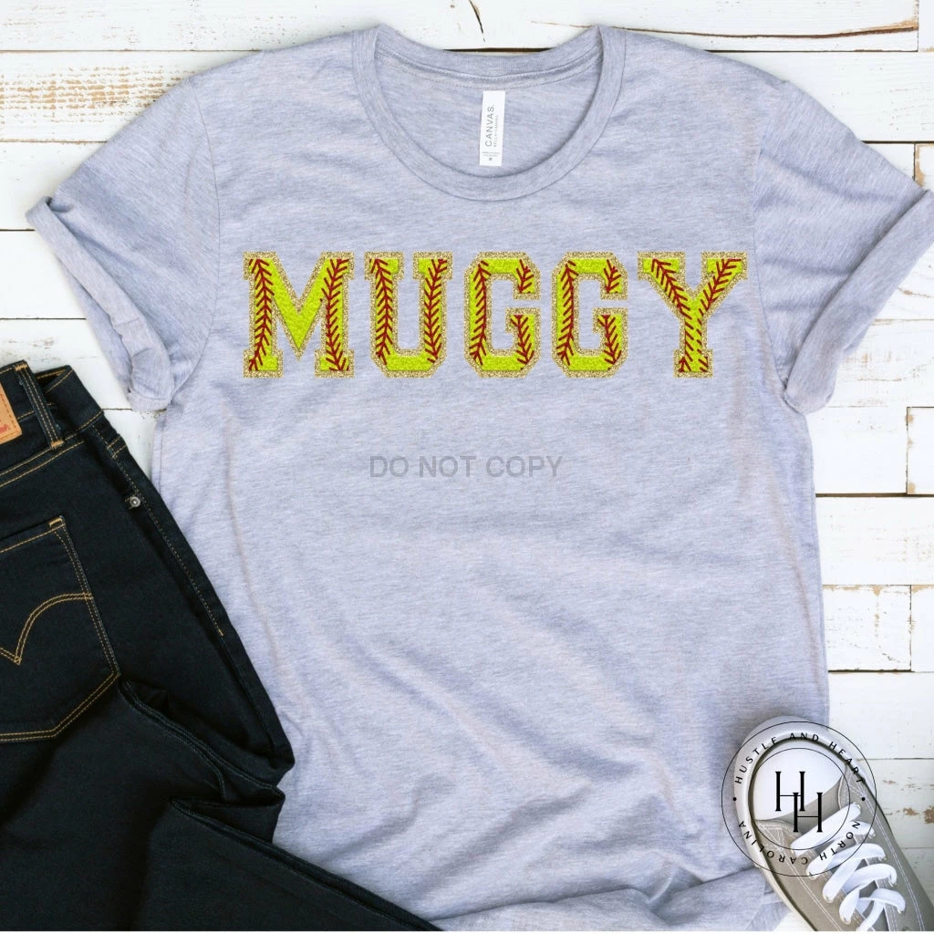 Hustle And Heart NC Muggy Faux Chenille Letters Graphic Tee