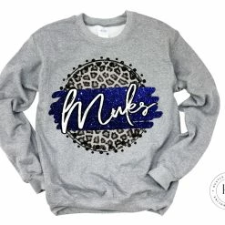 Hustle & Heart NC Faux Glitter Leopard Circle Designs Mules Royal Blue And White