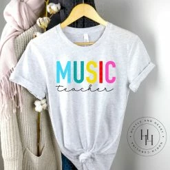 Hustle & Heart NC Transfers Music Teacher Colorful Block Screenprint Transfer