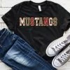 Hustle And Heart NC Mustangs Baseball/Red/Leopard Faux Chenille Letters Graphic Tee
