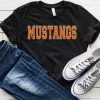 Hustle And Heart NC Mustangs Orange Faux Chenille Letters Graphic Tee Faux Chenille And Glitter Letter Patch Tees