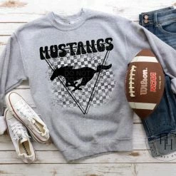 Hustle & Heart NC Mustangs Triangle Mascot Screenprint Transfer