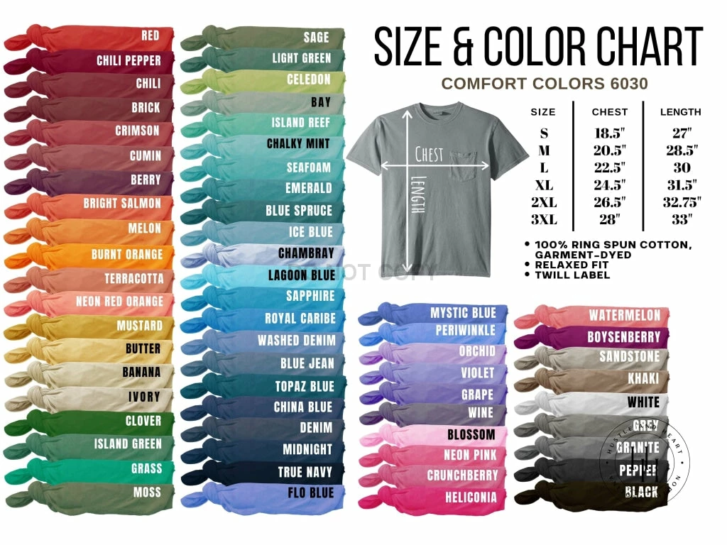 Hustle And Heart NC *MYSTERY* Embroidered Comfort Color Monogram Pocket Tee Monogram Tees