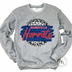 Hustle & Heart NC Faux Glitter Leopard Circle Designs Nashville Hornets With Grey Leopard Circle