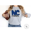 Hustle & Heart NC NC Cougars Blue Glitter Varsity Doodle