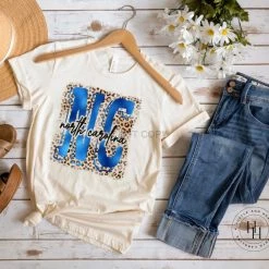 Hustle & Heart NC NC North Carolina Blue Graphic Tee Mascot Pride