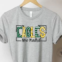 Hustle & Heart NC New Madrid Eagles Doodle Graphic Tee School Doodle Designs