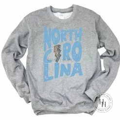 Hustle And Heart NC North Carolina Lightning Bolt Graphic Tee Lightning Bolt Designs