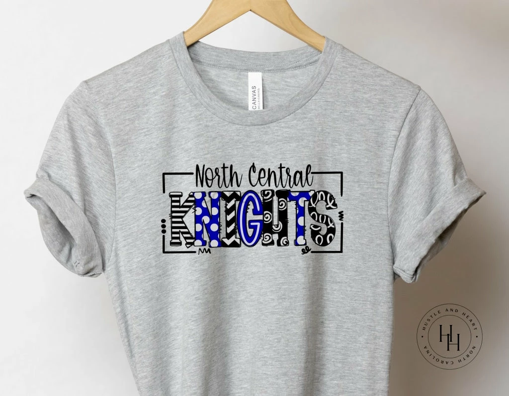 Hustle & Heart NC School Doodle Designs North Central Knights Doodle Graphic Tee
