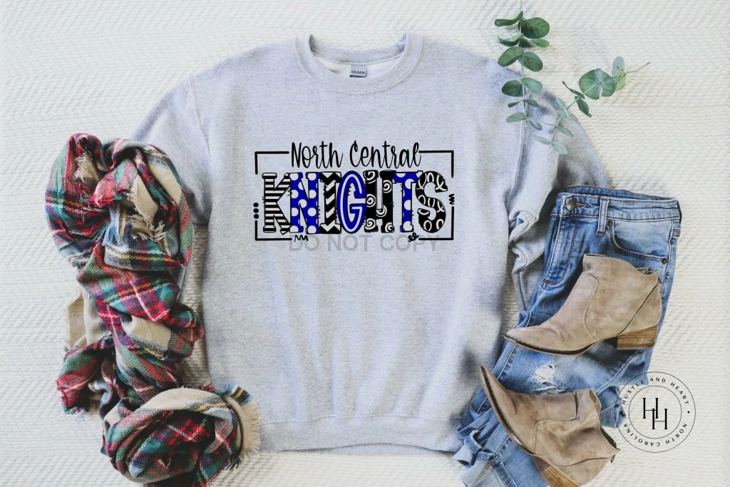 Hustle & Heart NC School Doodle Designs North Central Knights Doodle Graphic Tee