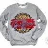 Hustle & Heart NC North Desoto Griffins Red/Blue With White Outline Faux Glitter Leopard Circle Designs