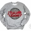 Hustle & Heart NC North Pemiscot Mustangs Red And White Faux Glitter Leopard Circle Designs