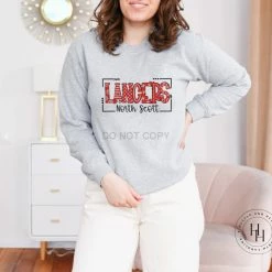 Hustle & Heart NC School Doodle Designs North Scott Lancers Red/Silver Doodle Graphic Tee