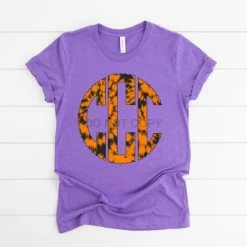 Hustle & Heart NC Orange And Black Monogram Graphic Tee Monogram Tees