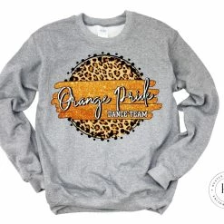 Hustle & Heart NC Faux Glitter Leopard Circle Designs Orange Pride Dance Team
