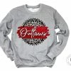 Hustle & Heart NC Faux Glitter Leopard Circle Designs Outlaws Red And White
