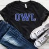 Hustle And Heart NC Faux Chenille And Glitter Letter Patch Tees Owl Blue Faux Chenille Letters Graphic Tee