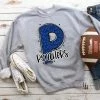 Hustle & Heart NC School Doodle Designs Panthers Blue/Black Glitter Varsity Doodle