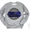 Hustle & Heart NC Panthers Blue/Black With White Outline Faux Glitter Leopard Circle Designs