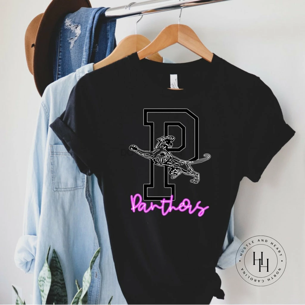 Hustle & Heart NC Neon Mascots Panthers Purple Neon Mascot