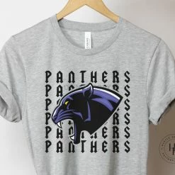 Hustle & Heart NC Customizable Name Tees Panthers (Purple) Repeating Mascot Graphic Tee