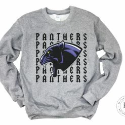 Hustle & Heart NC Customizable Name Tees Panthers (Purple) Repeating Mascot Graphic Tee