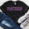 Hustle And Heart NC Panthers Purple/Gold Faux Chenille Letters Graphic Tee Faux Chenille And Glitter Letter Patch Tees
