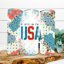 Hustle & Heart NC Tumbler Of The Week Party In The USA Completed 20oz Skinny Tumbler
