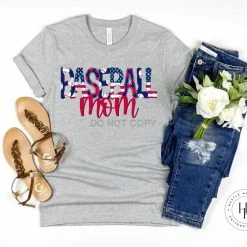 Hustle & Heart NC Patriotic Baseball Mom Doodle Graphic Tee