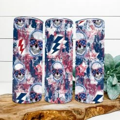 Hustle & Heart NC Patriotic Skullies Completed 20oz Skinny Tumbler Tumbler Of The Week