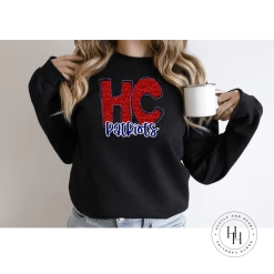 Hustle & Heart NC Patriots Red/Navy Glitter Varsity Doodle