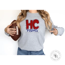 Hustle & Heart NC Patriots Red/Navy Glitter Varsity Doodle