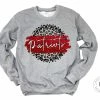 Hustle & Heart NC Patriots Red/White With Black Outline Faux Glitter Leopard Circle Designs