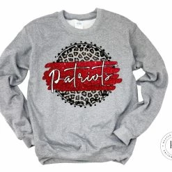 Hustle & Heart NC Patriots Red/White With Black Outline Faux Glitter Leopard Circle Designs