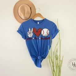 Hustle & Heart NC Peace Love Baseball/Softball Graphic Tee Mascot Pride