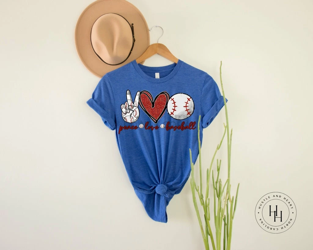 Hustle & Heart NC Peace Love Baseball/Softball Graphic Tee Mascot Pride