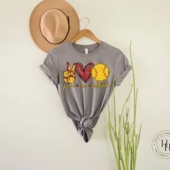 Hustle & Heart NC Peace Love Baseball/Softball Graphic Tee Mascot Pride