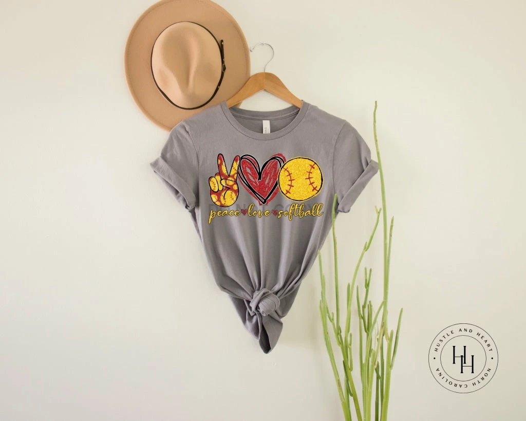 Hustle & Heart NC Peace Love Baseball/Softball Graphic Tee Mascot Pride