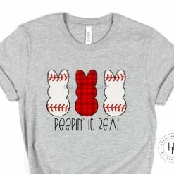 Hustle & Heart NC Peepin' It Real Baseball Peep Bunny Graphic Tee
