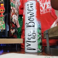 Hustle & Heart NC Personalized Plaid/Snowflake Christmas Completed 20oz Skinny Tumbler Tumbler Of The Week