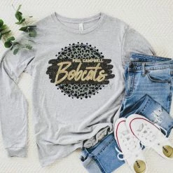 Hustle & Heart NC Phil Campbell Bobcats Leopard Circle Graphic Tee