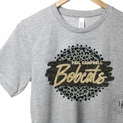 Hustle & Heart NC Phil Campbell Bobcats Leopard Circle Graphic Tee
