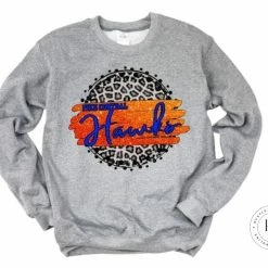 Hustle & Heart NC Pike Central Hawks Orange/Royal Blue Faux Glitter Leopard Circle Designs