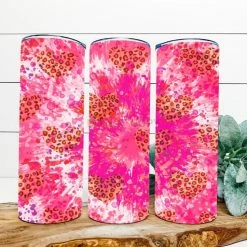 Hustle & Heart NC Tumbler Of The Week Pink Leopard Heart Completed 20oz Skinny Tumbler